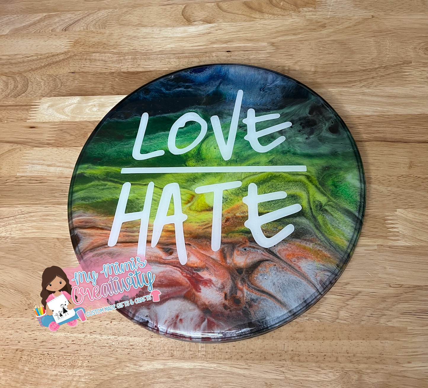 Love over Hate Resin Wall Art