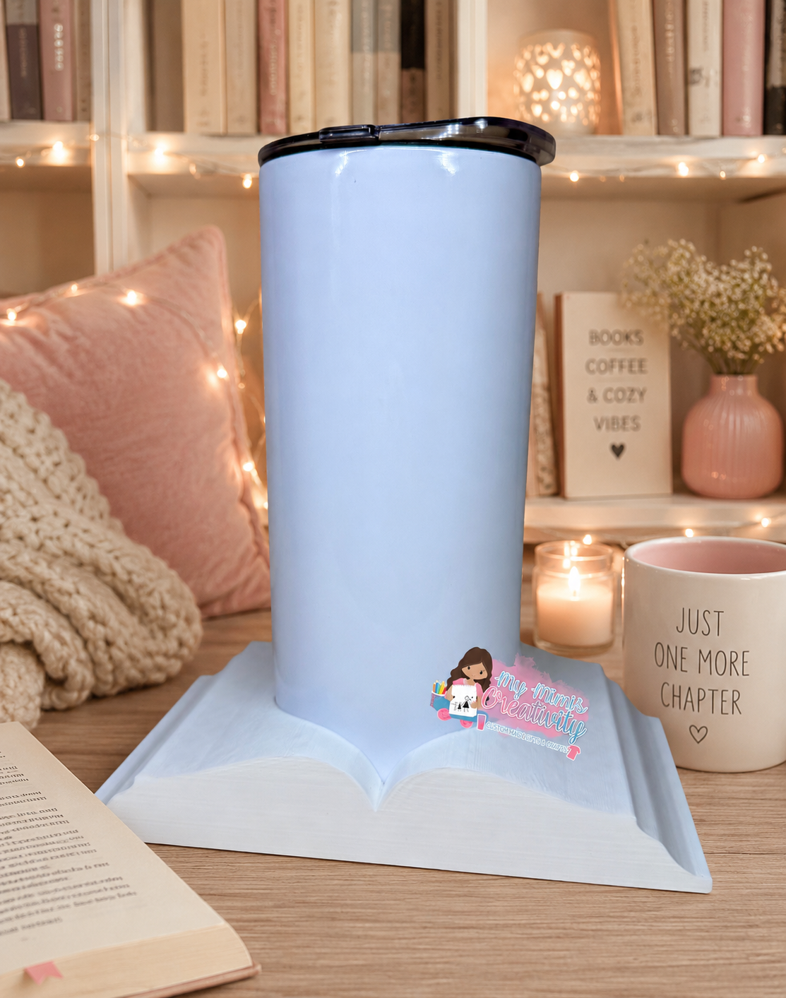 📚 Open Book Tumbler Sleeve – Small; Large Sizes Available