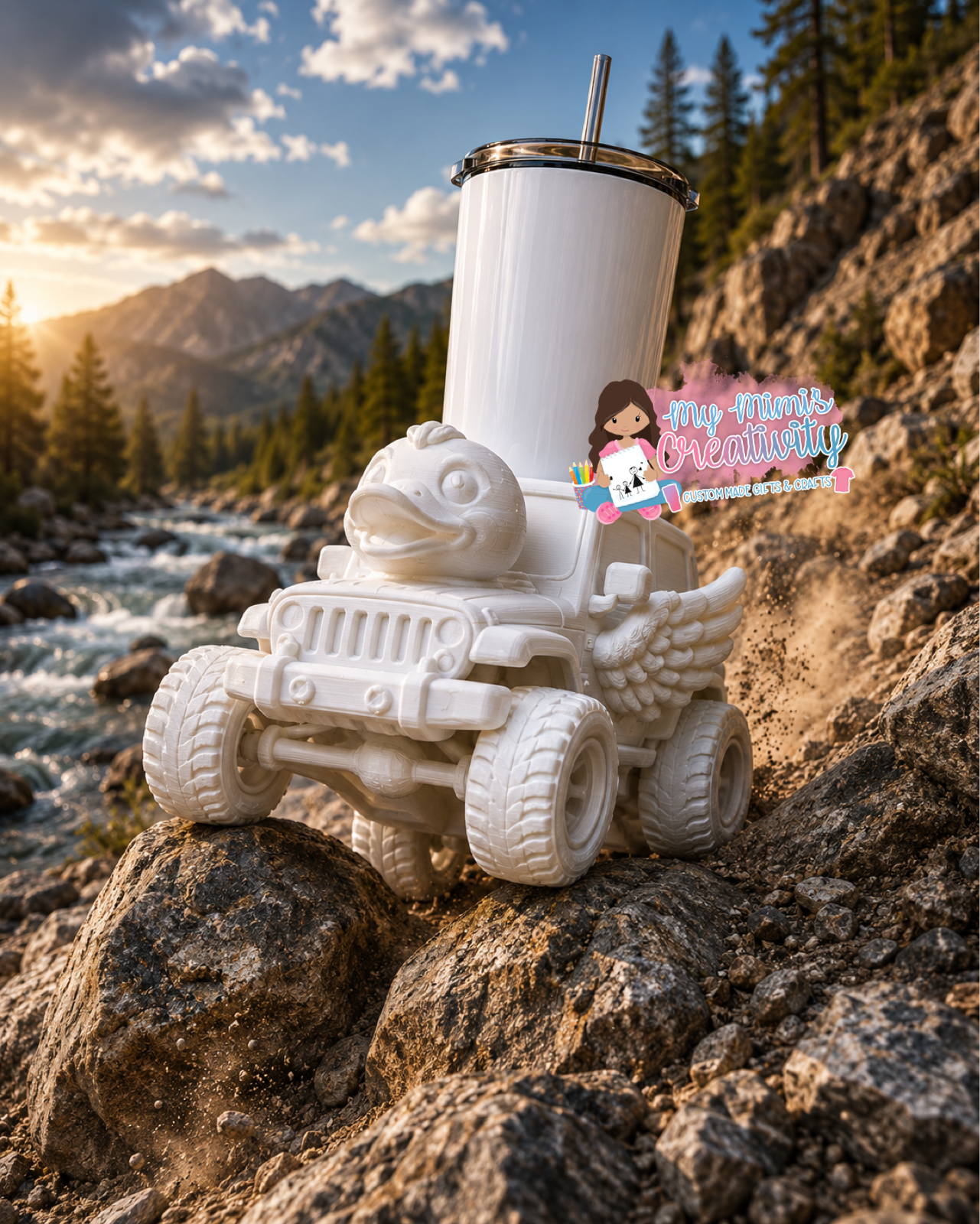 🦆 Winged Jeep Duck Full Tumbler Sleeve