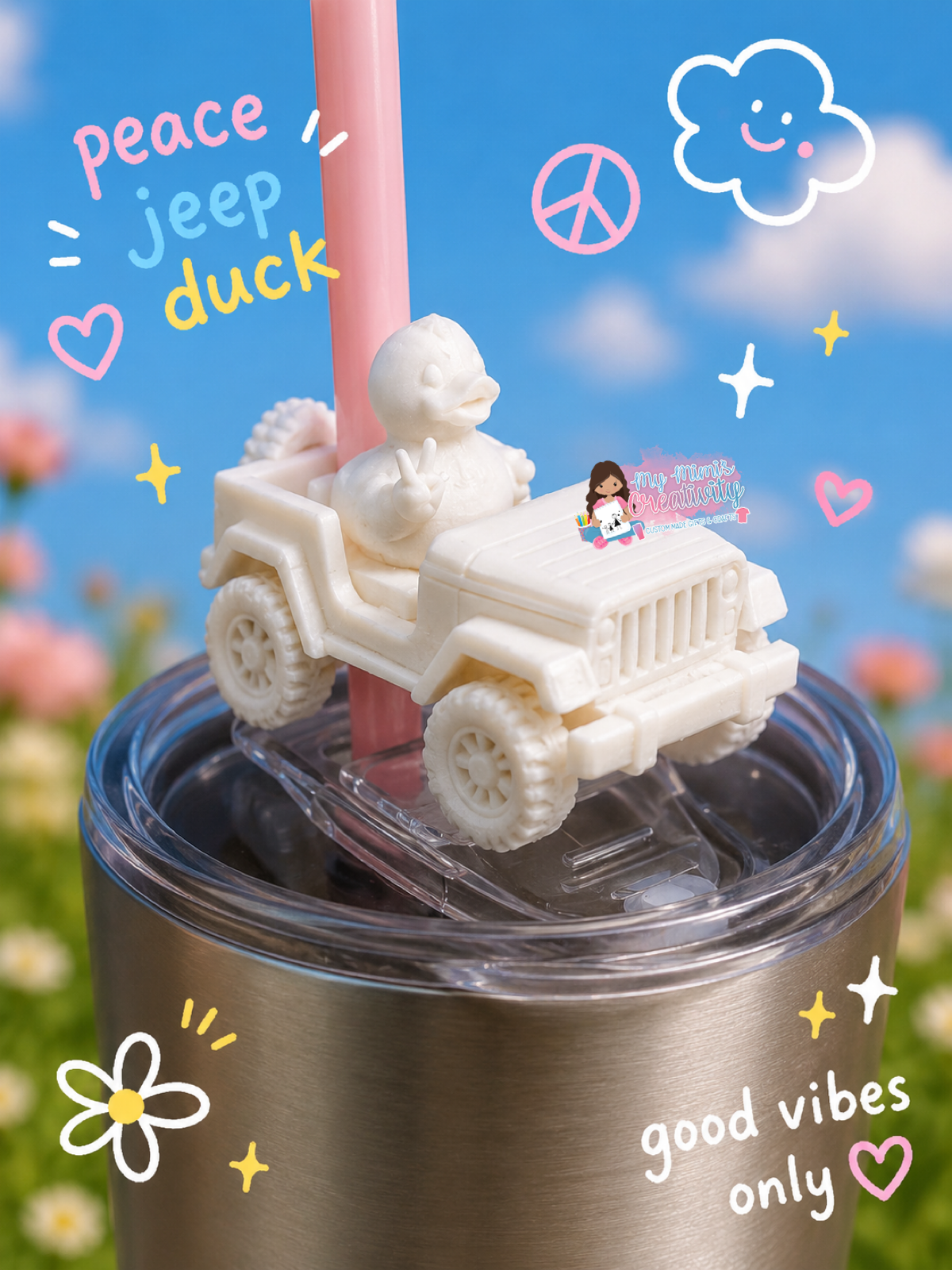 🐥✌️🥤 Peace Jeep Duck Straw Hugger