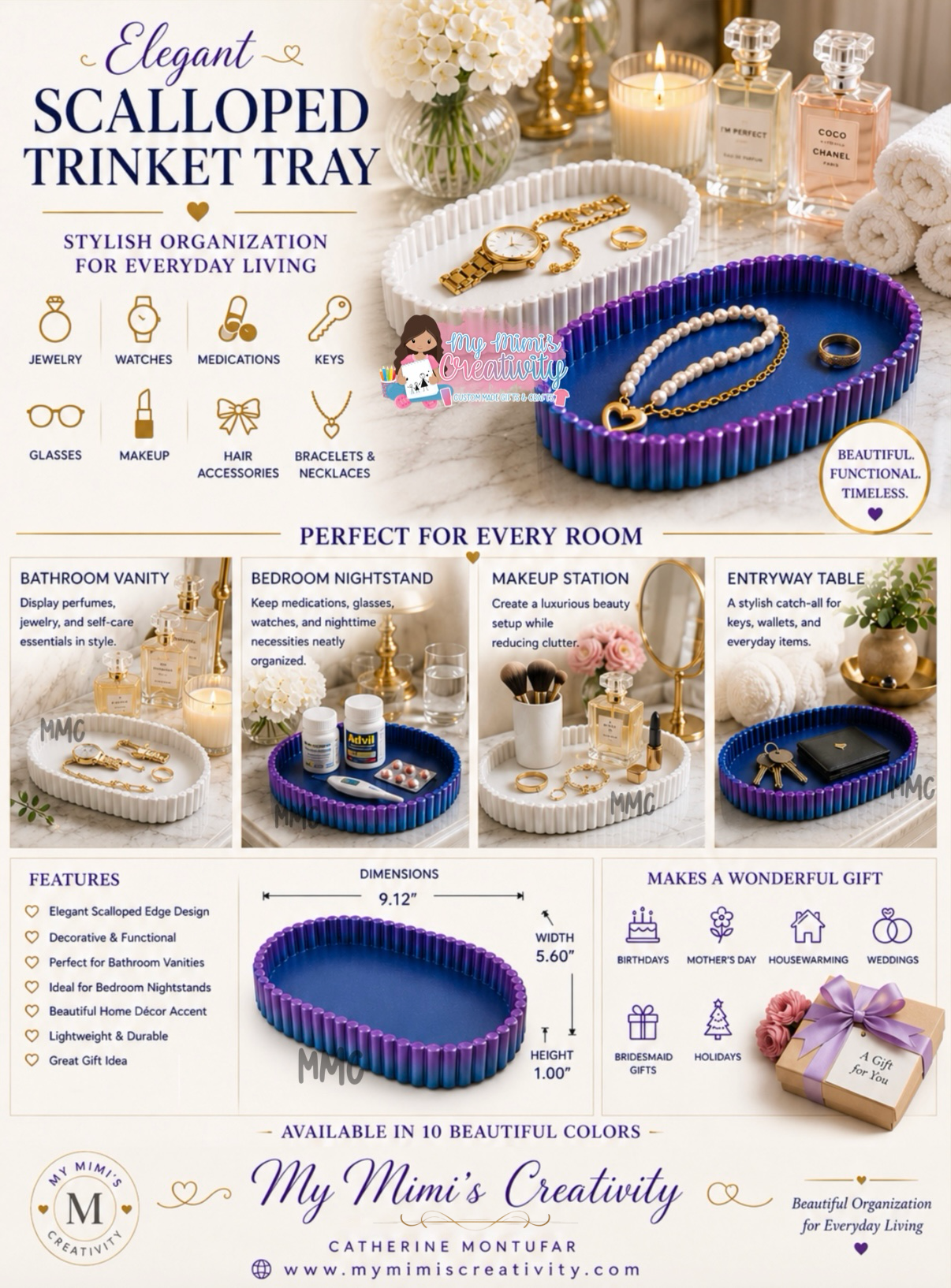 ✨ Elegant Scalloped Trinket Tray ✨