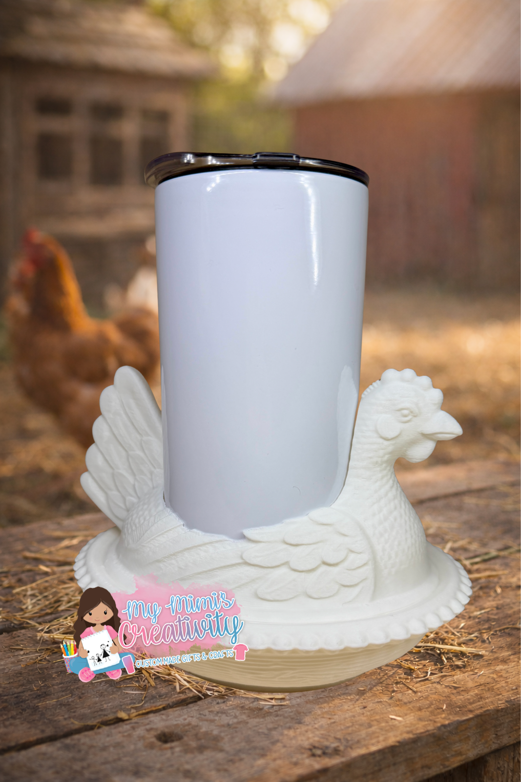 🐔 70’s Vintage Resting Hen Dish Tumbler Sleeves and Straw Hugger