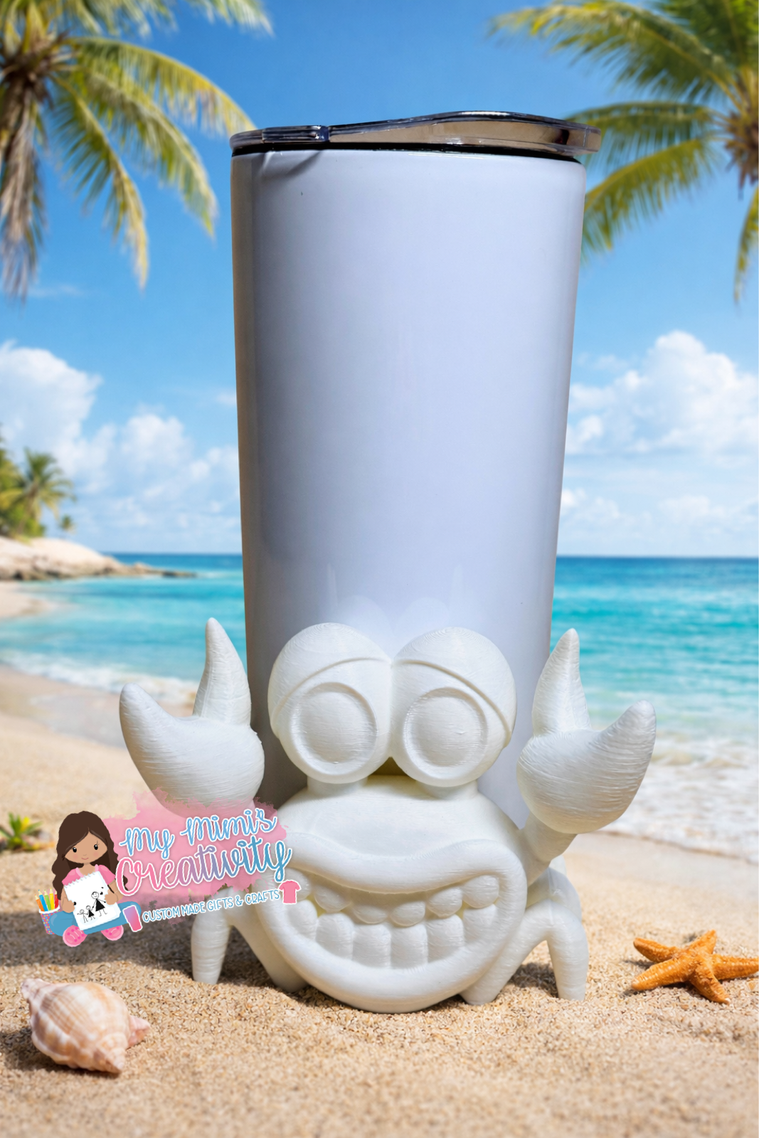 🦀 Cute Happy Crab Embellishment Tumbler Sleeve