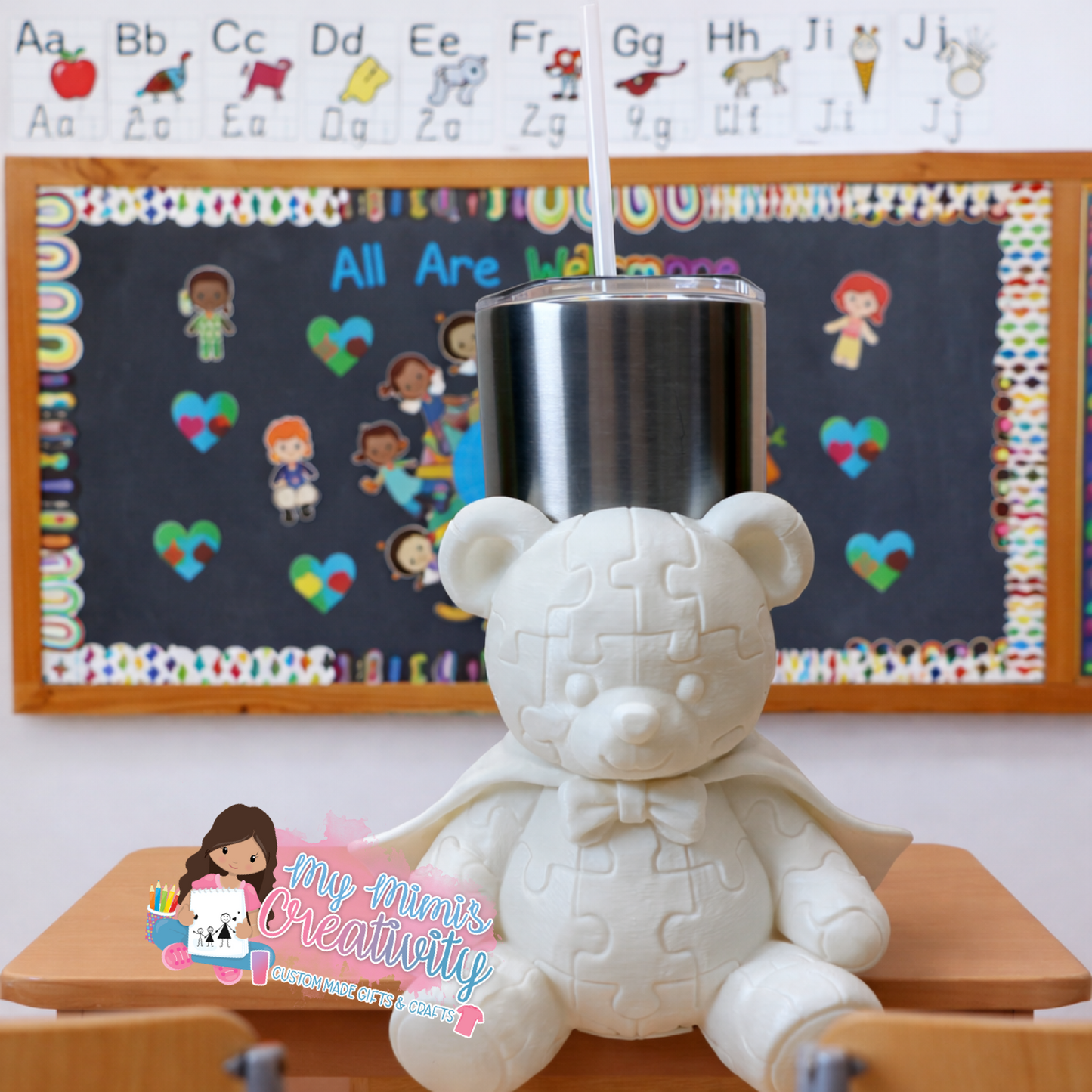 🧩 🐻 Down Syndrome Superhero Bear Half Tumbler Sleeve