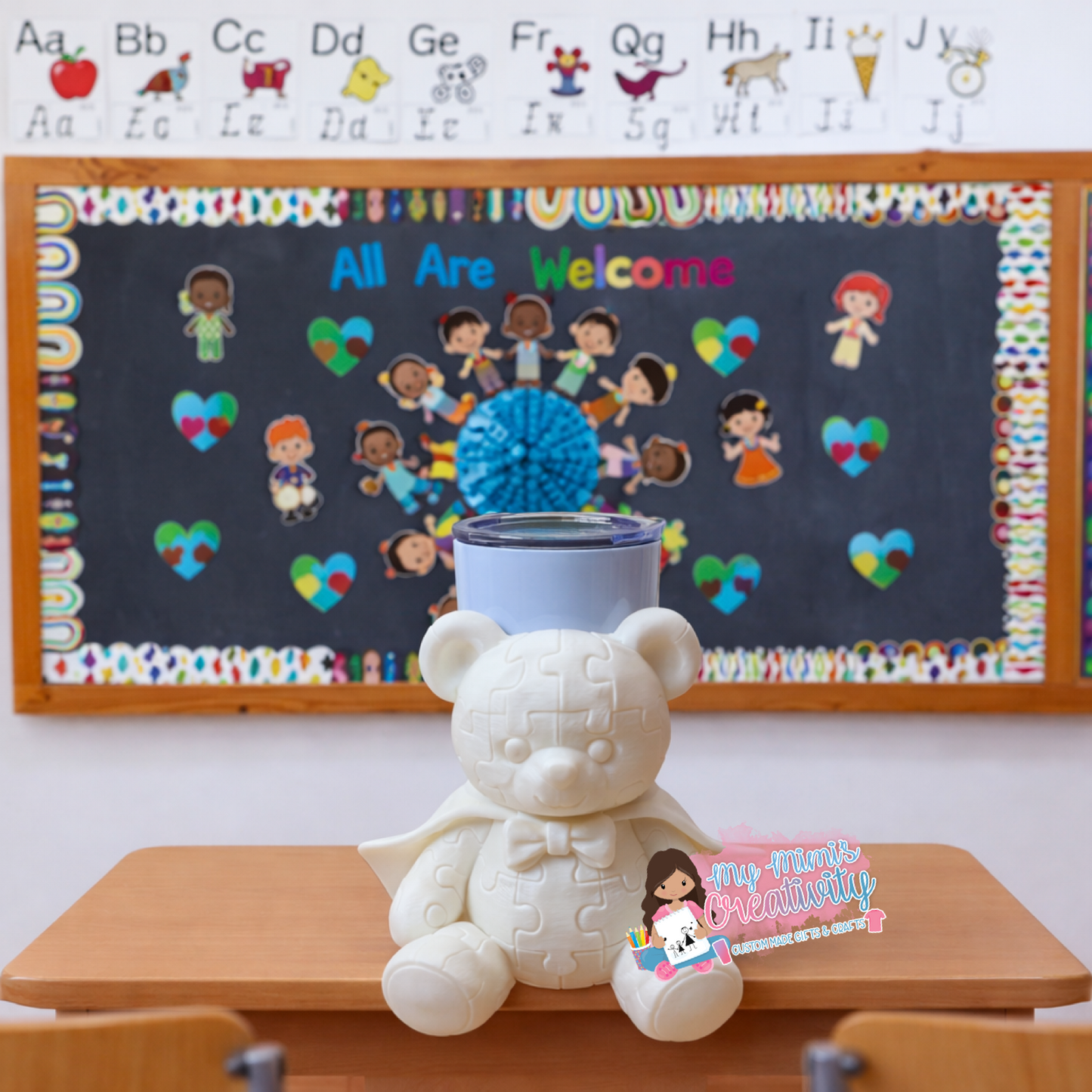 🧩 🐻 Down Syndrome Superhero Bear Half Tumbler Sleeve